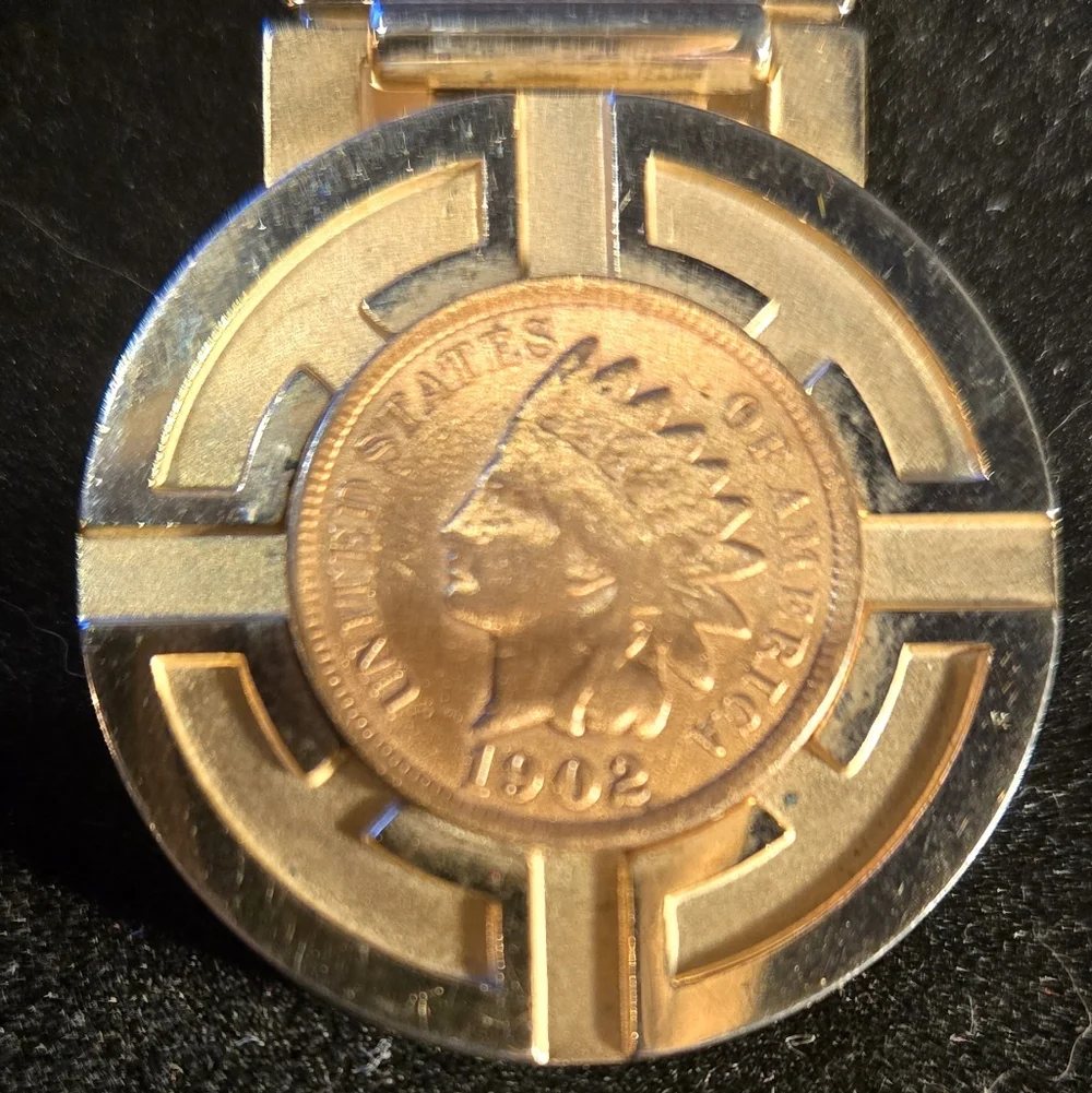 Money Clip Gold Over Stainless 1902 Indian Head Penny